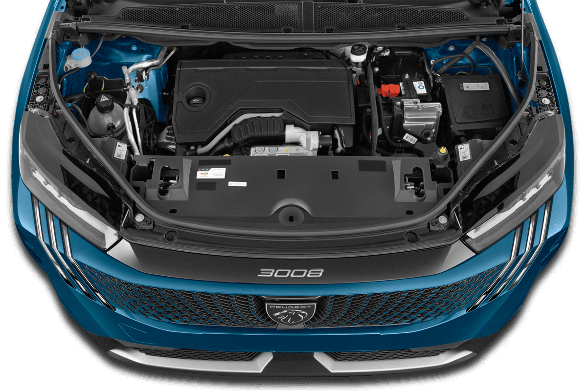 Motorraum eines Peugeot 3008 Plug-In-Hybrid 