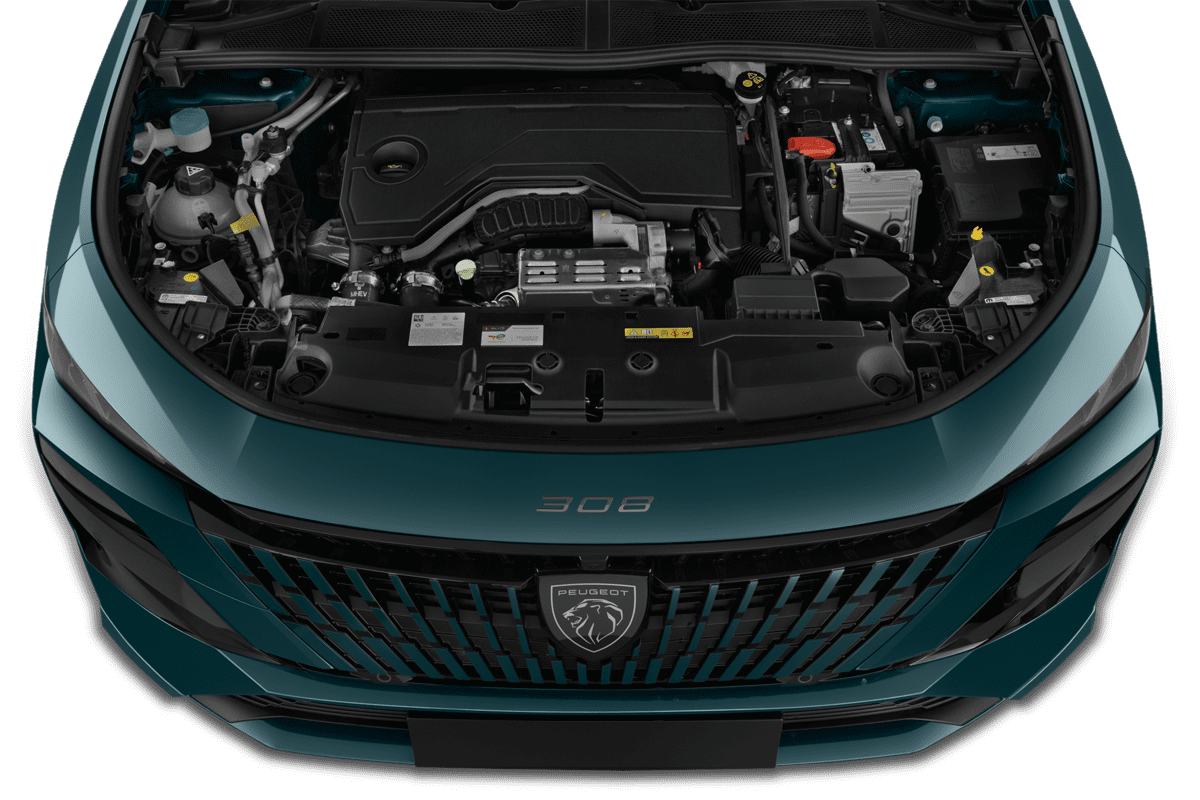 Motorraum eines Peugeot 308 Plug-In-Hybrid