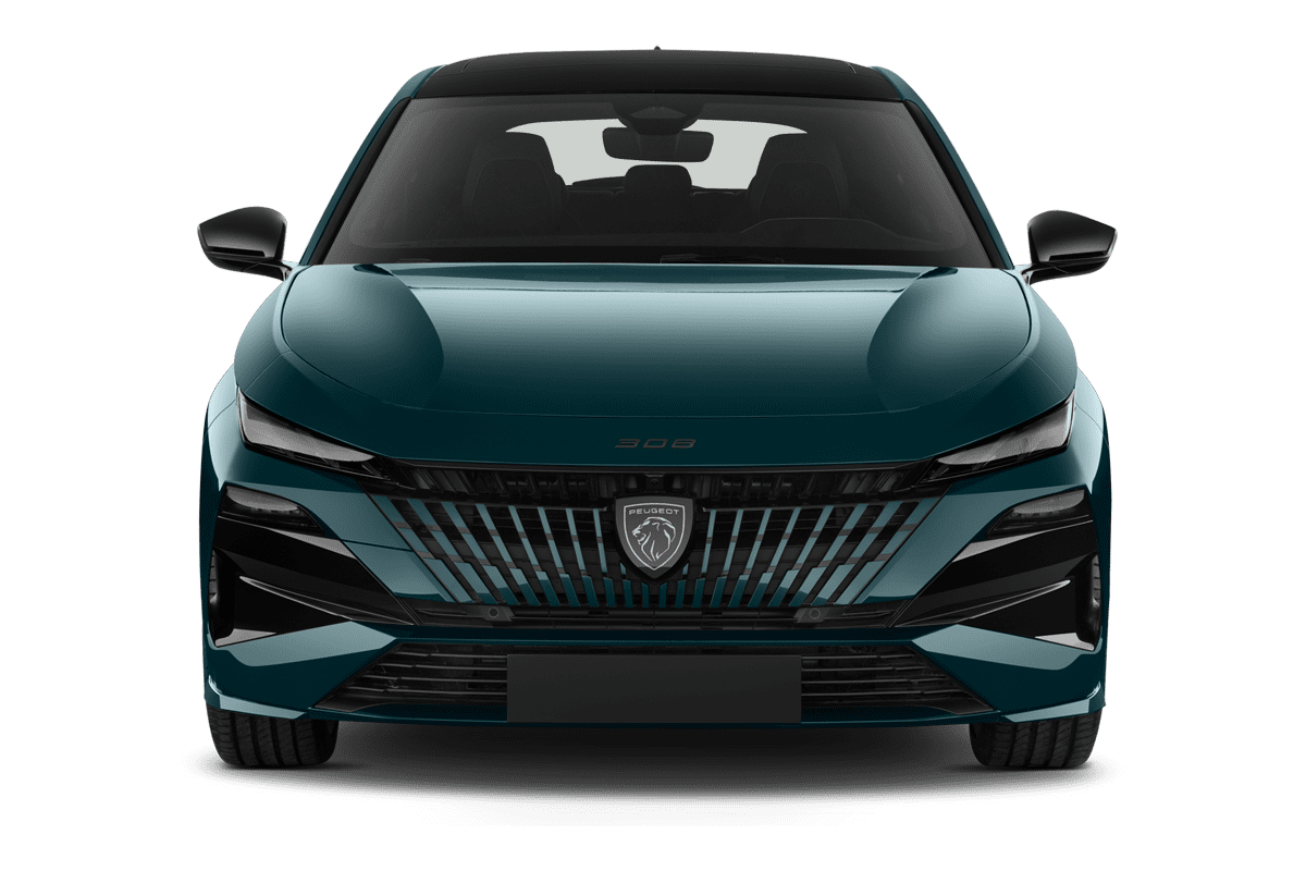 Frontansicht eines Peugeot 308 Plug-In-Hybrid, freigestellt