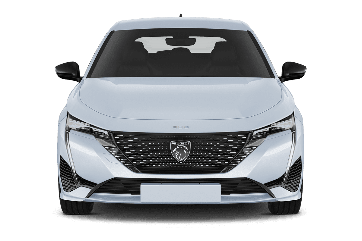 Frontansicht eines Peugeot 308 Plug-In-Hybrid, freigestellt