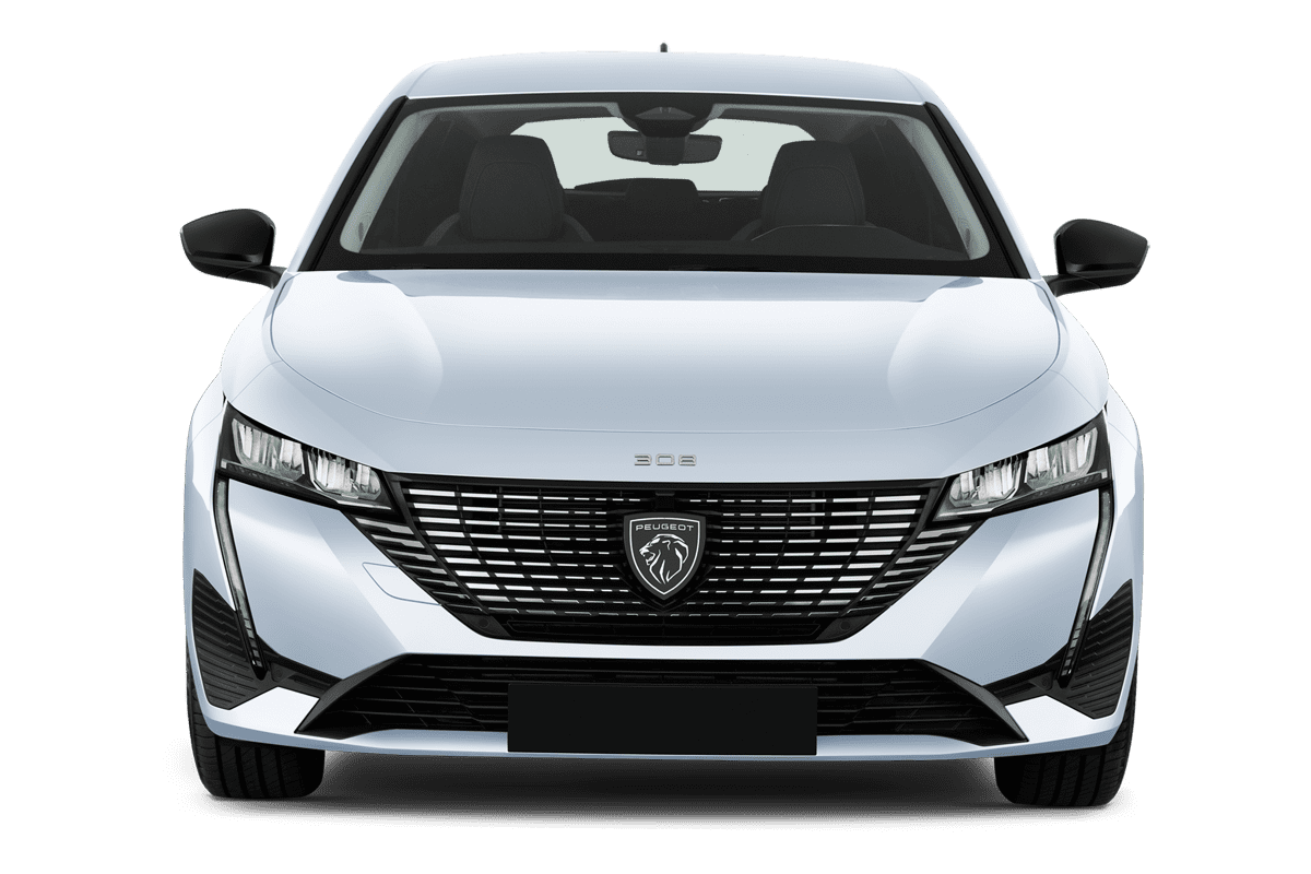 Frontansicht eines Peugeot 308 SW Hybrid, freigestellt