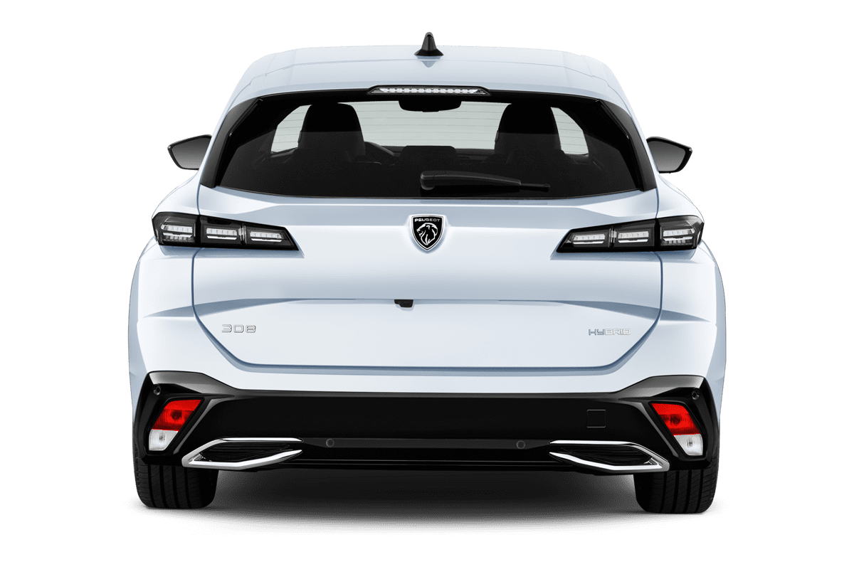 Heckansicht eines Peugeot 308 SW Hybrid