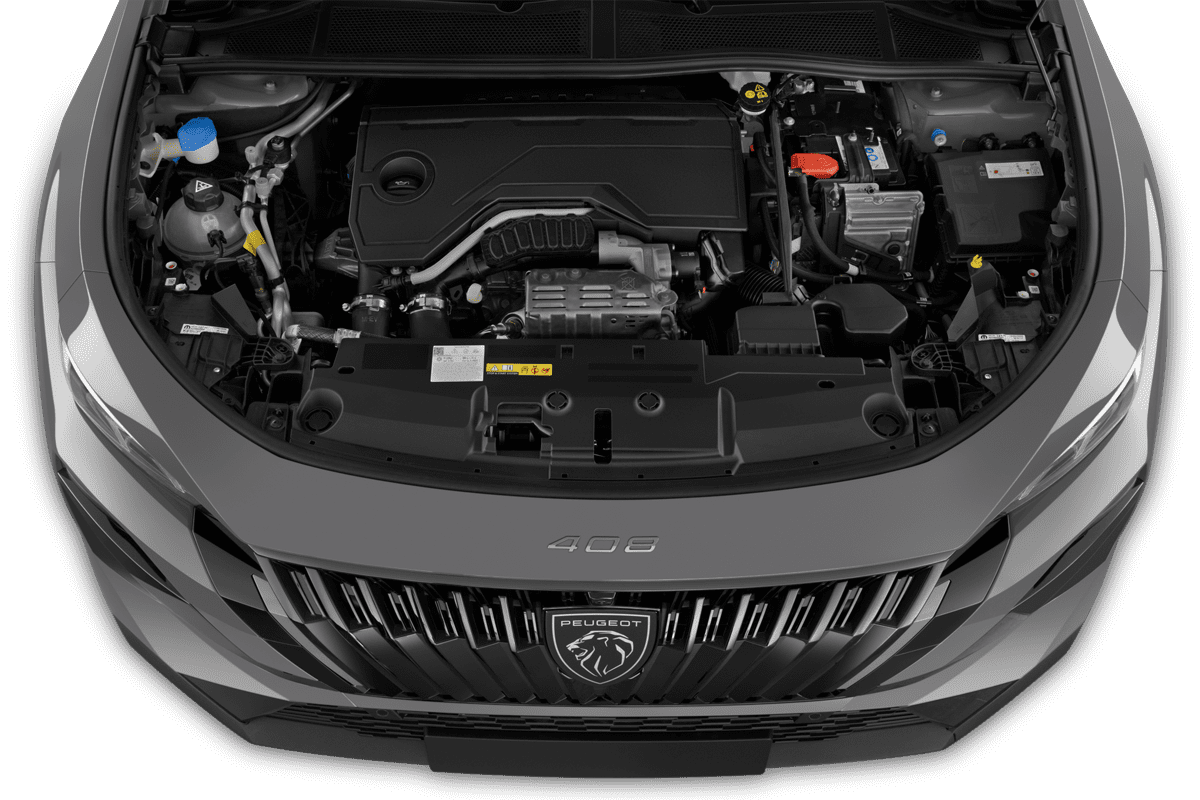 Motorraum eines Peugeot 408 Hybrid