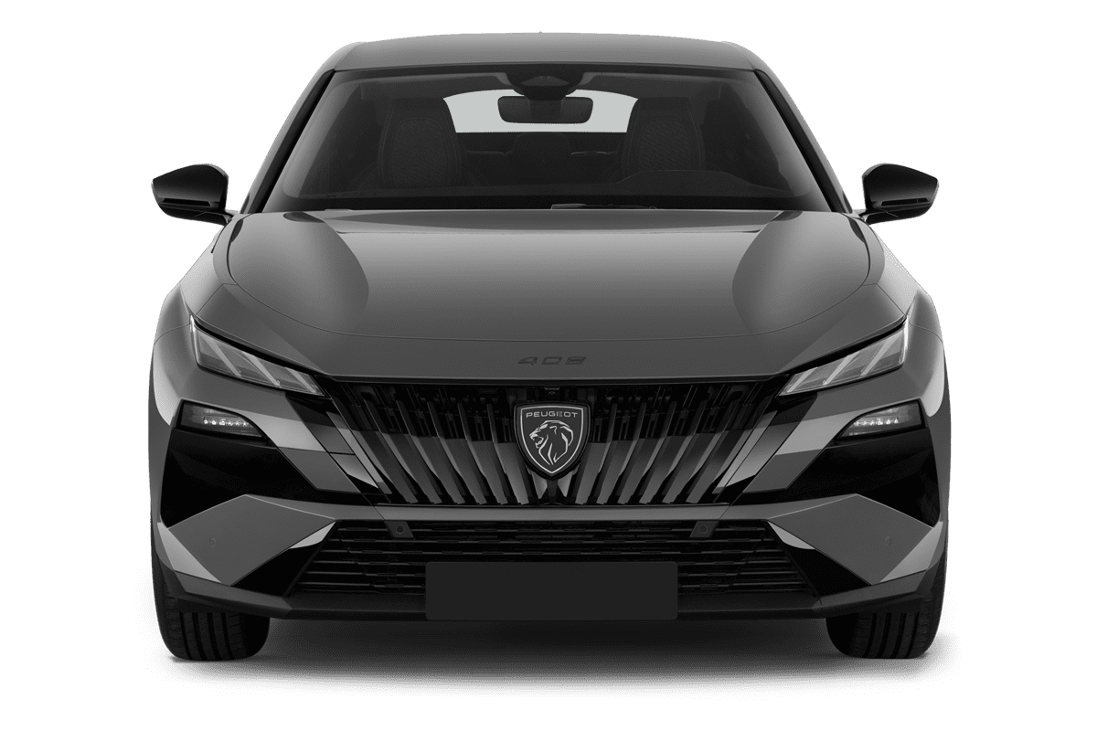 Frontansicht eines Peugeot 408 Hybrid, freigestellt