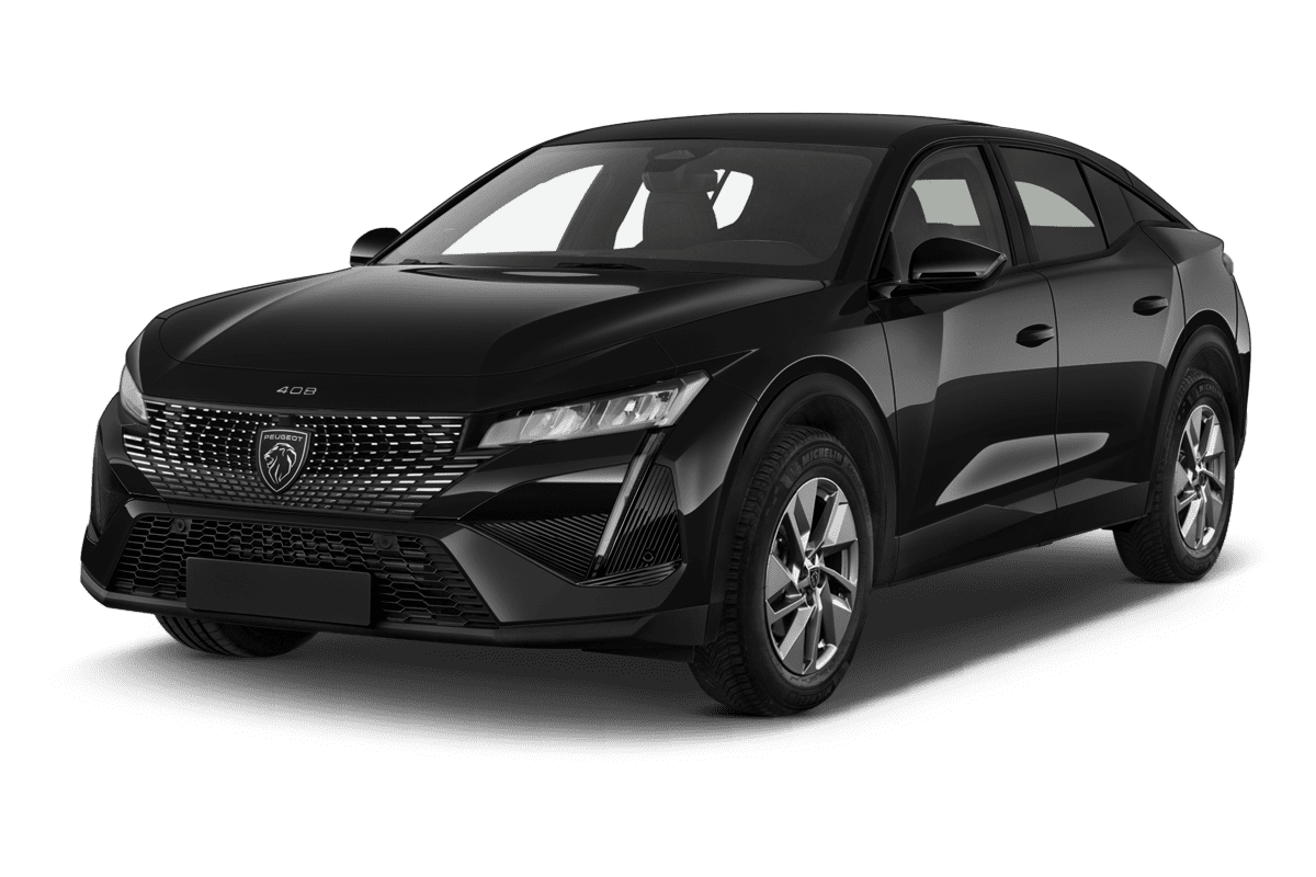 Schräge Frontansicht eines Peugeot 408, freigestellt