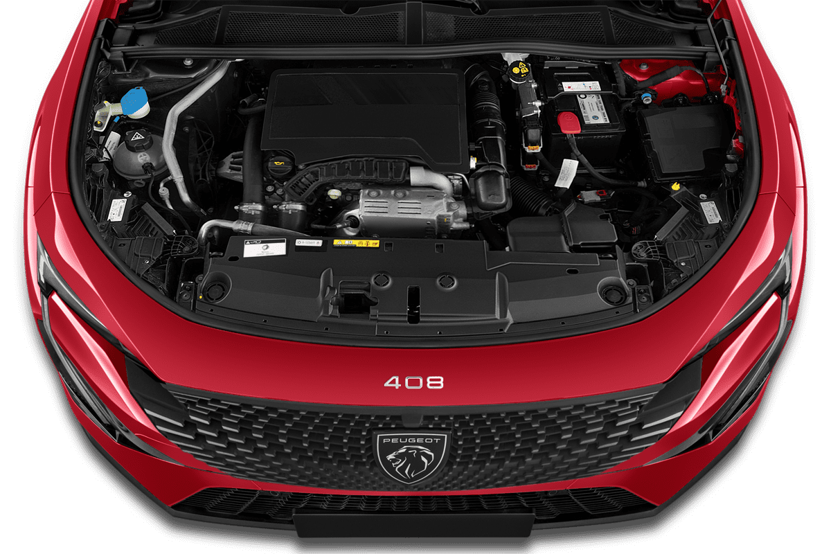 Motorraum eines Peugeot 408 Hybrid