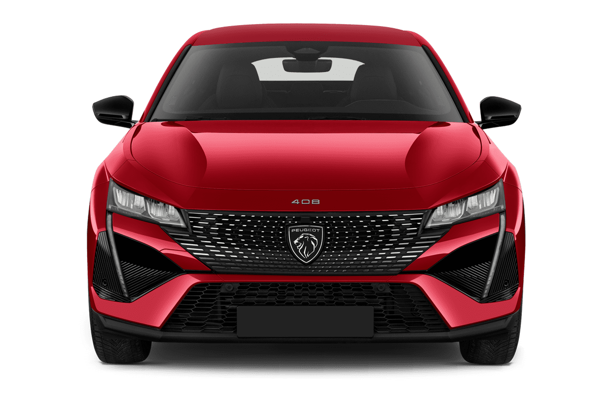 Frontansicht eines Peugeot 408 Hybrid, freigestellt