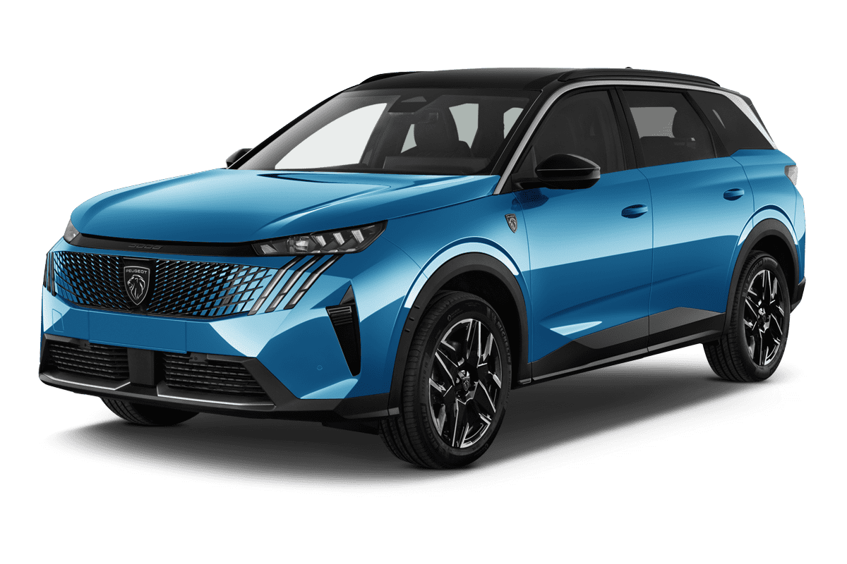 Schräge Frontansicht eines Peugeot 5008, freigestellt