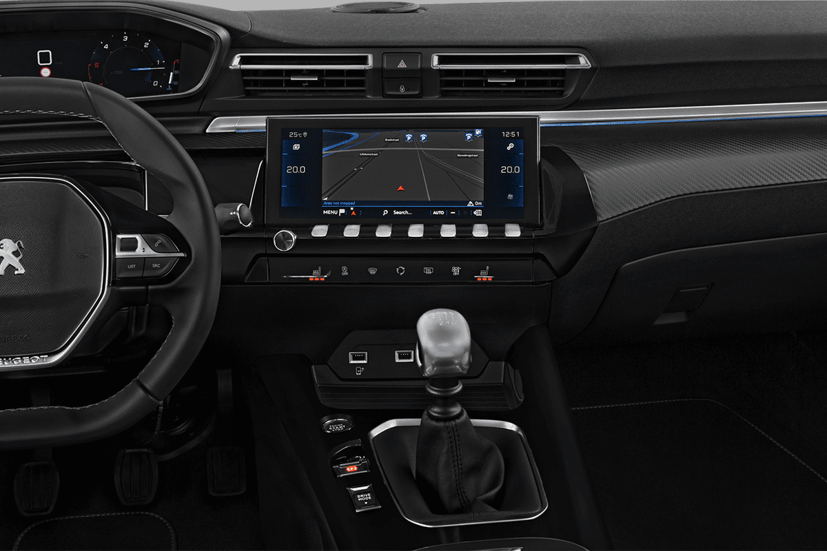 Mittelkonsole eines Peugeot 508 PSE