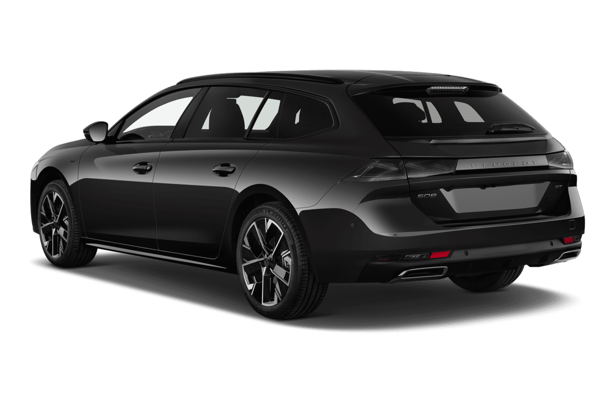 Schräge Heckansicht eines Peugeot 508 SW, freigestellt