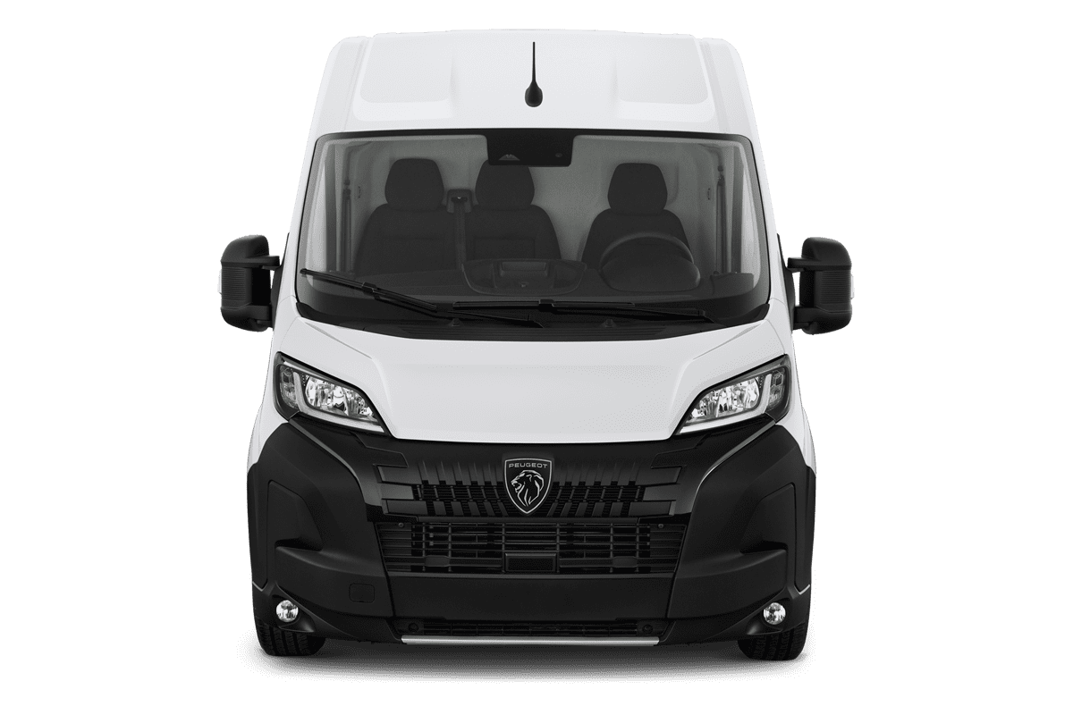 Frontansicht eines Peugeot e-Boxer, freigestellt