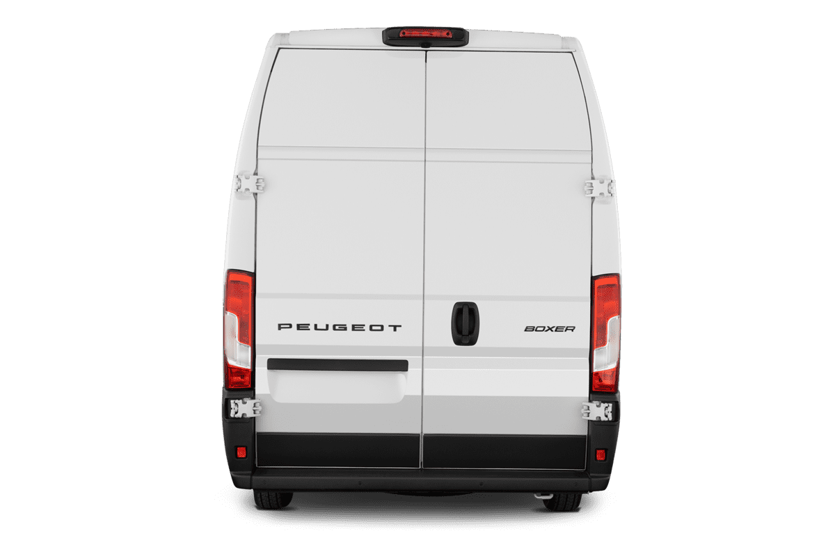 Heckansicht eines Peugeot Boxer Kastenwagen