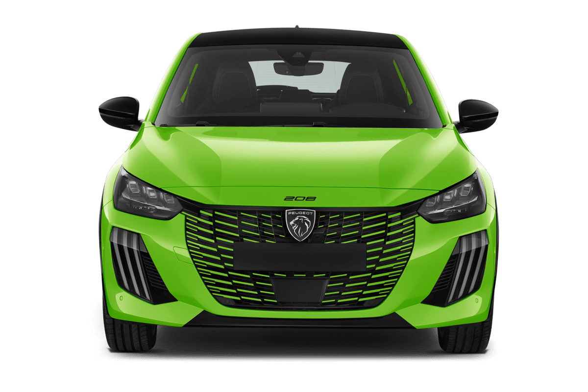 Frontansicht eines Peugeot e-208, freigestellt