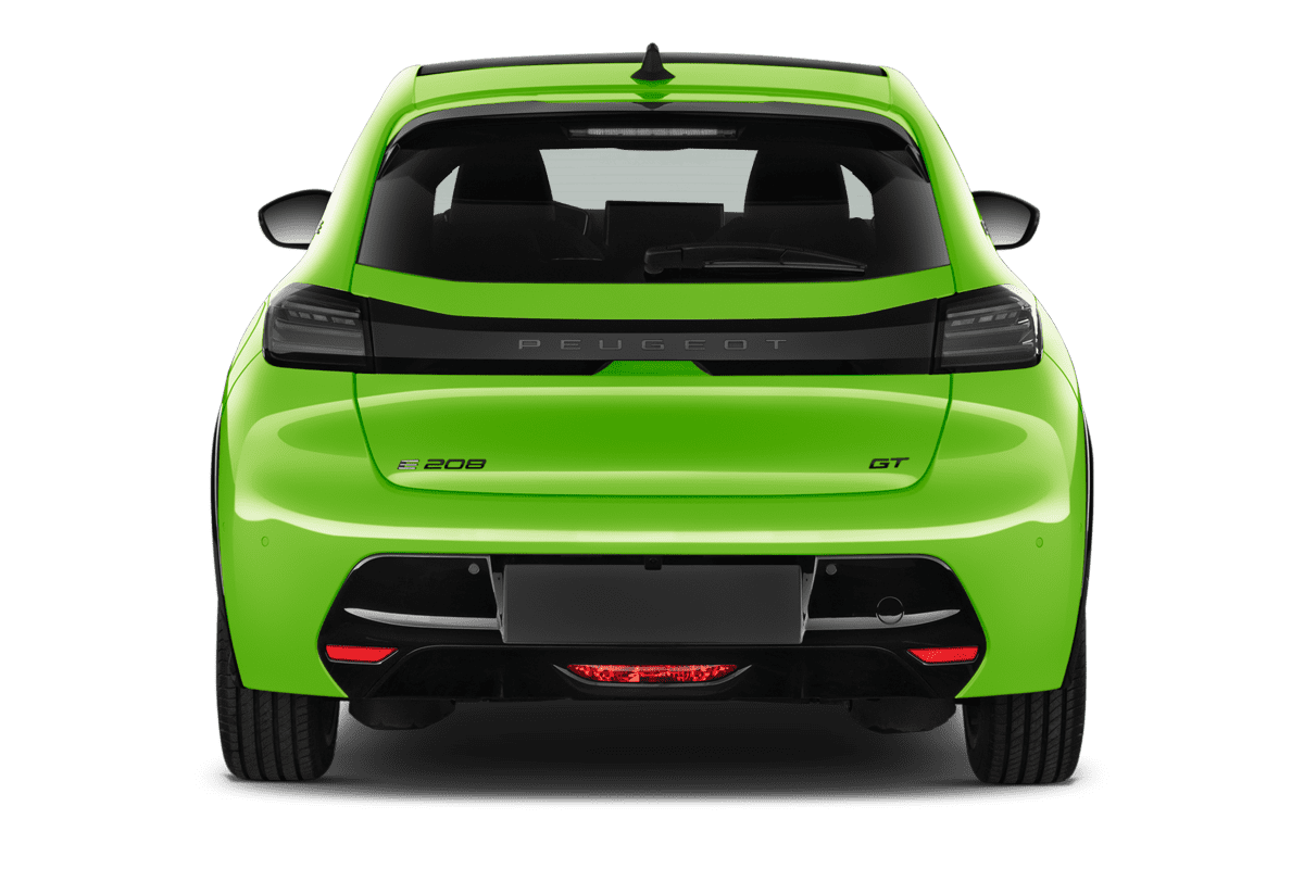 Heckansicht eines Peugeot e-208
