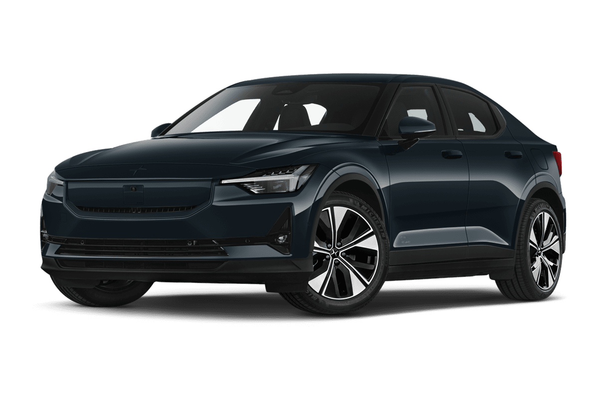 Tiefe, schräge Heckansicht eines Polestar 2, freigestellt