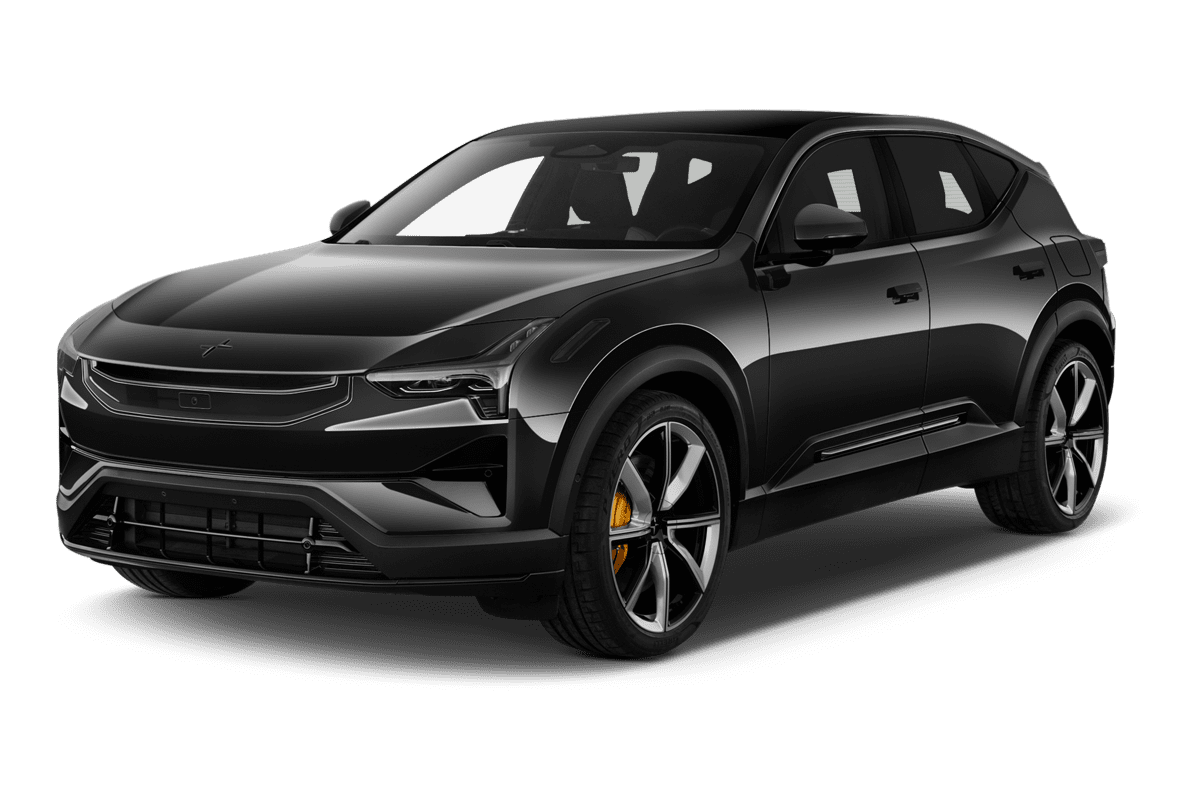 Schräge Frontansicht eines Polestar 3, freigestellt