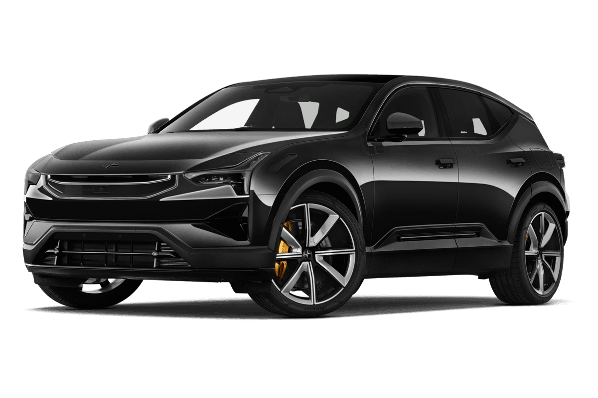 Tiefe, schräge Heckansicht eines Polestar 3, freigestellt