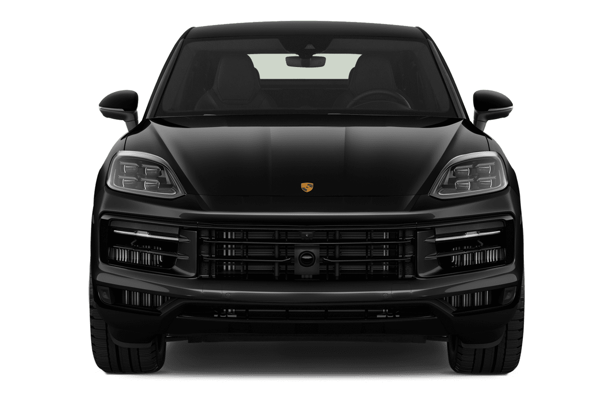 Frontansicht eines Porsche Cayenne Black Edition Plug-in-Hybrid, freigestellt