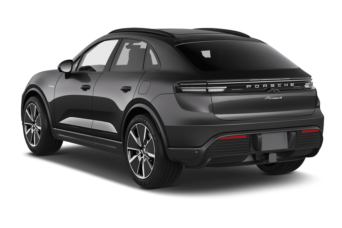 Schräge Heckansicht eines Porsche Macan BEV , freigestellt (KI-generiert)