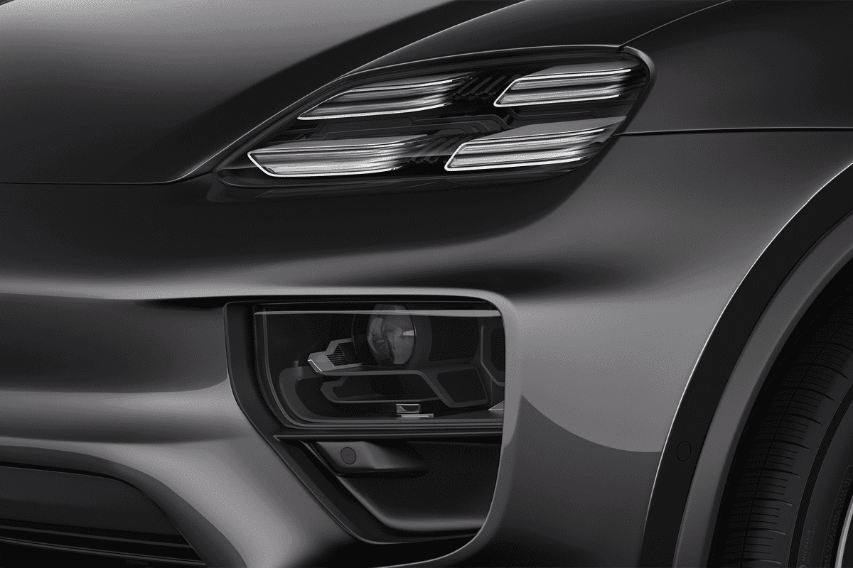 Frontscheinwerfer eines Porsche Macan BEV  (KI-generiert)