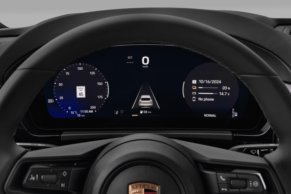 Kombiinstrument eines Porsche Macan BEV  (KI-generiert)