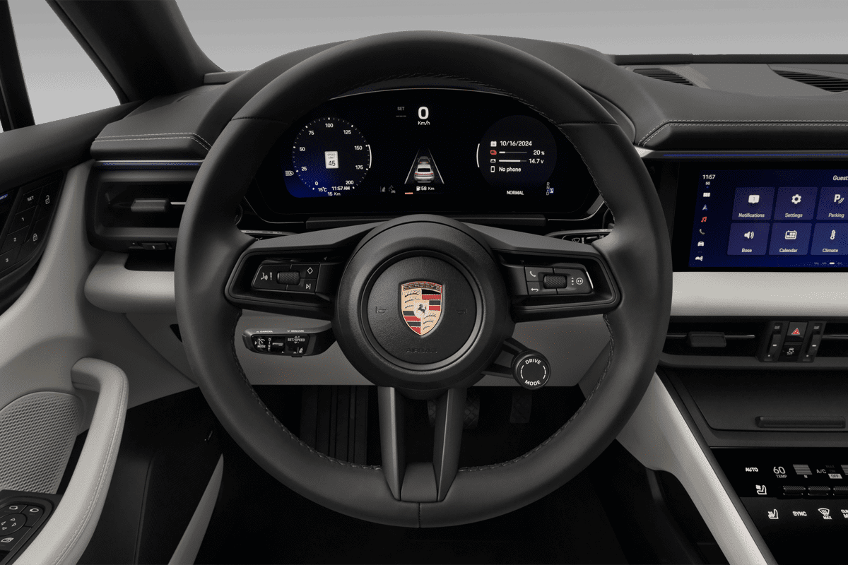 Lenkrad eines Porsche Macan BEV  (KI-generiert)