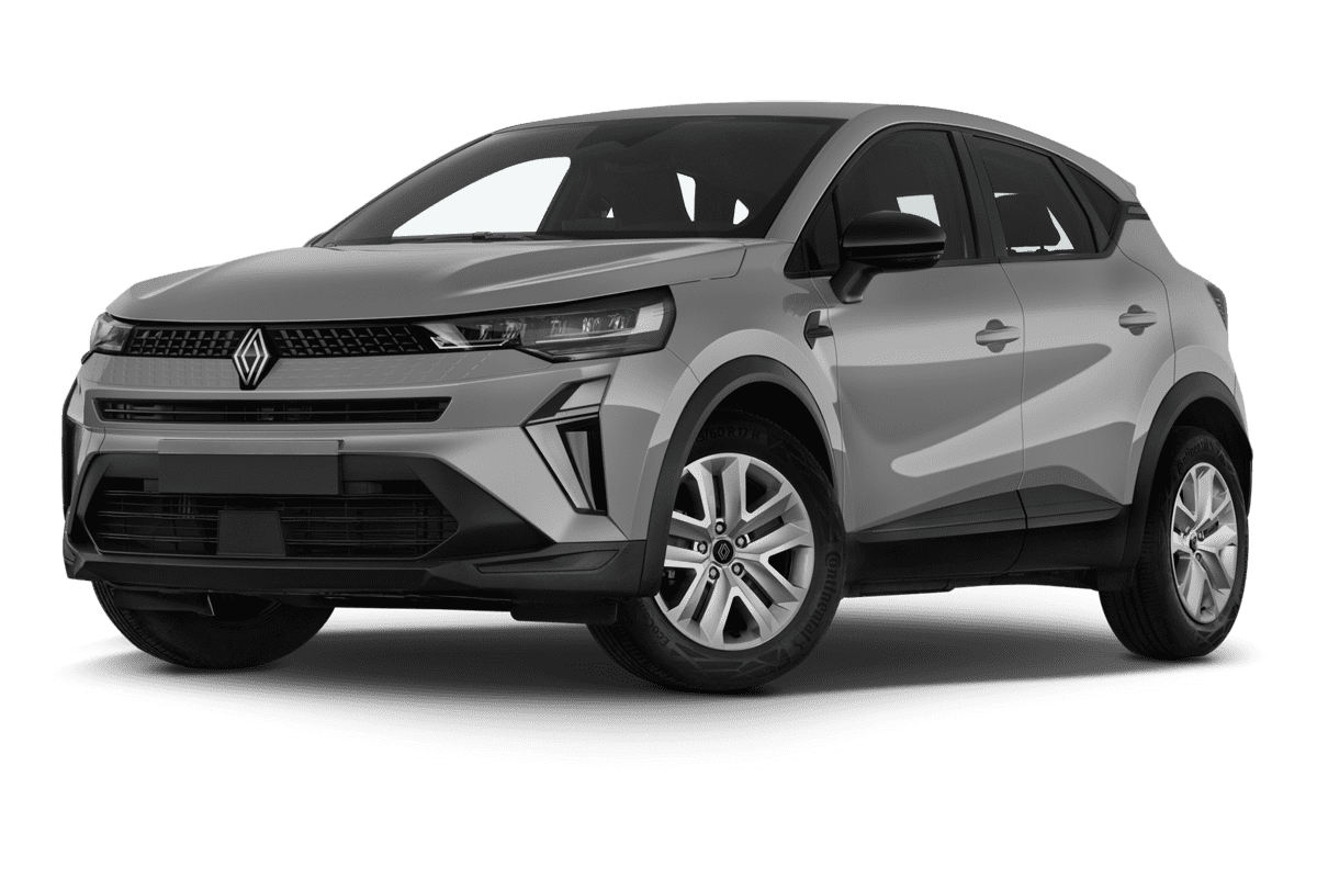 Tiefe, schräge Heckansicht eines Renault Captur , freigestellt