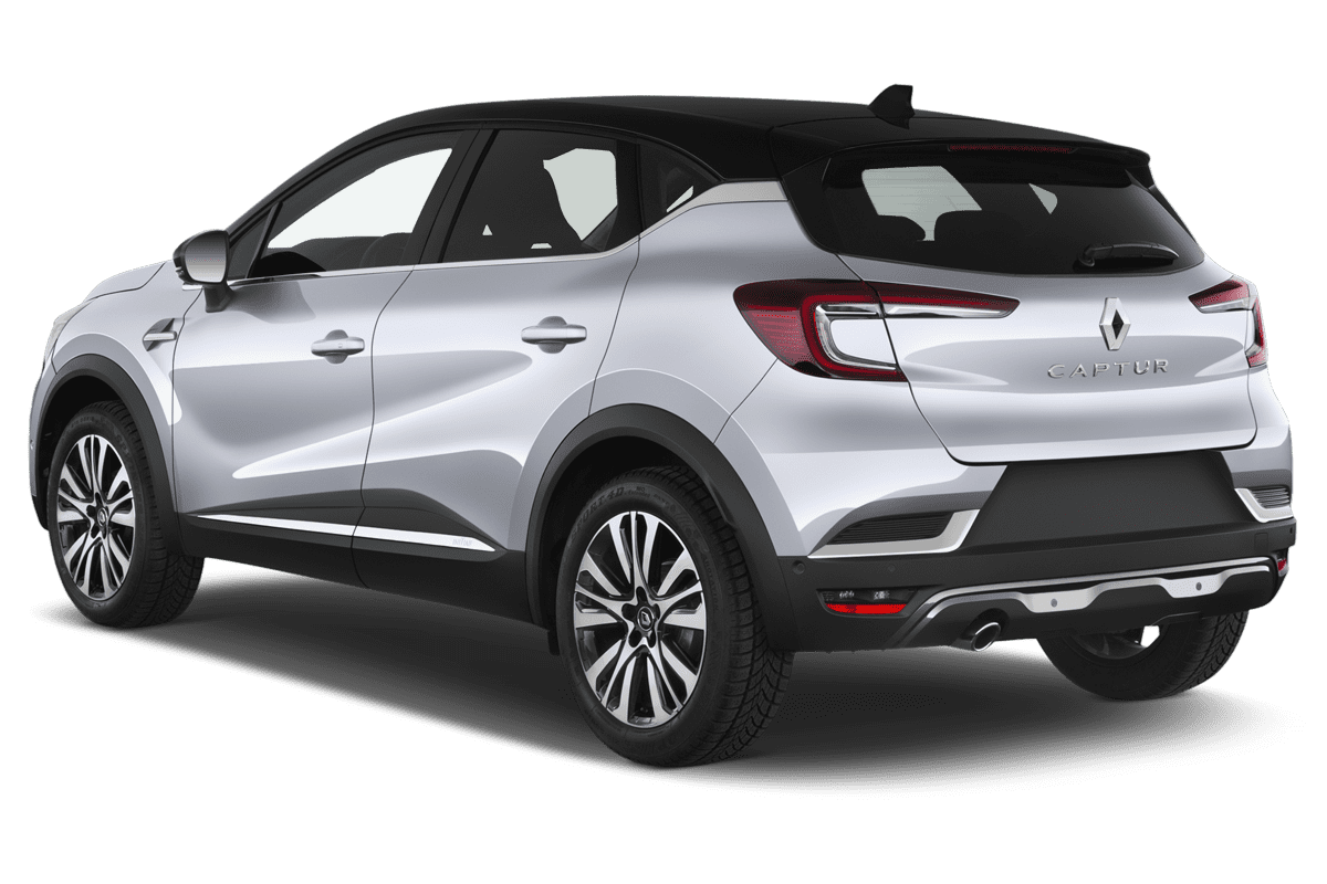 Schräge Heckansicht eines Renault Captur LPG, freigestellt