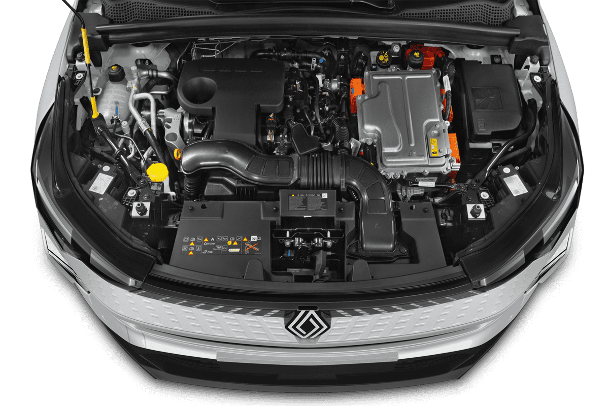 Motorraum eines Renault Captur Hybrid 