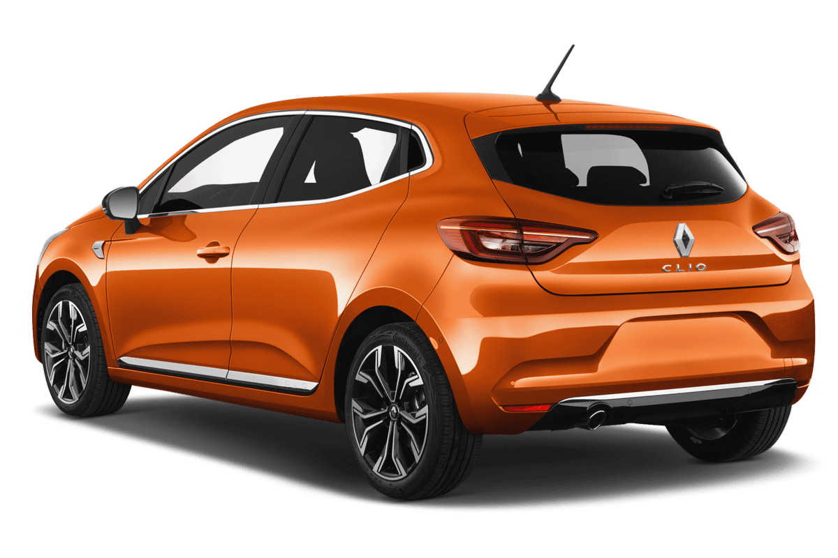 Schräge Heckansicht eines Renault Clio LPG, freigestellt