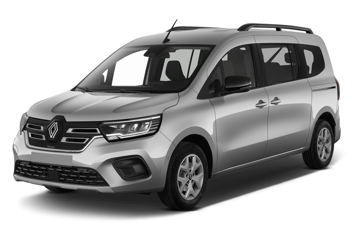 Schräge Frontansicht eines Renault Kangoo E-Tech, freigestellt