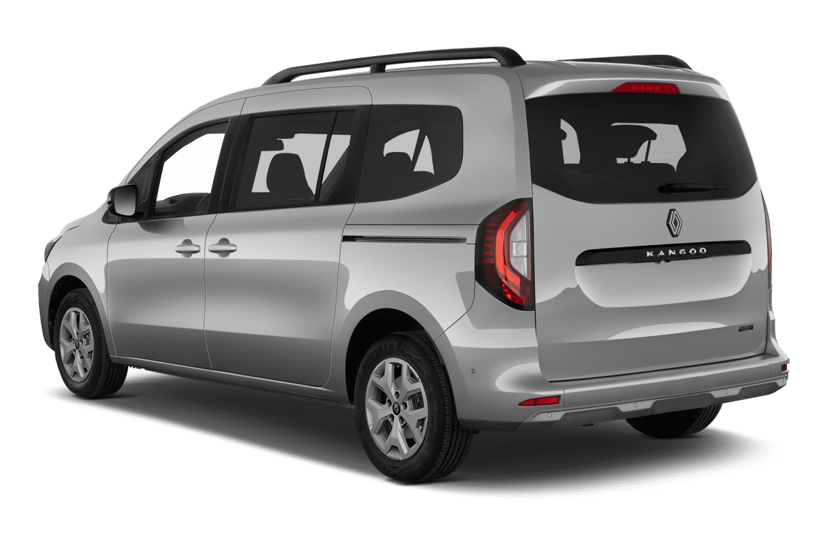 Schräge Heckansicht eines Renault Kangoo E-Tech, freigestellt