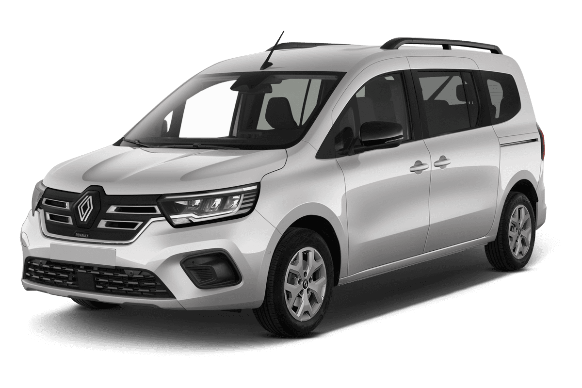 Schräge Frontansicht eines Renault Grand Kangoo, freigestellt