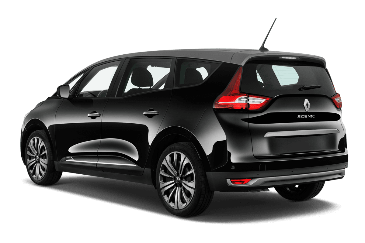 Schräge Heckansicht eines Renault Grand Scenic, freigestellt