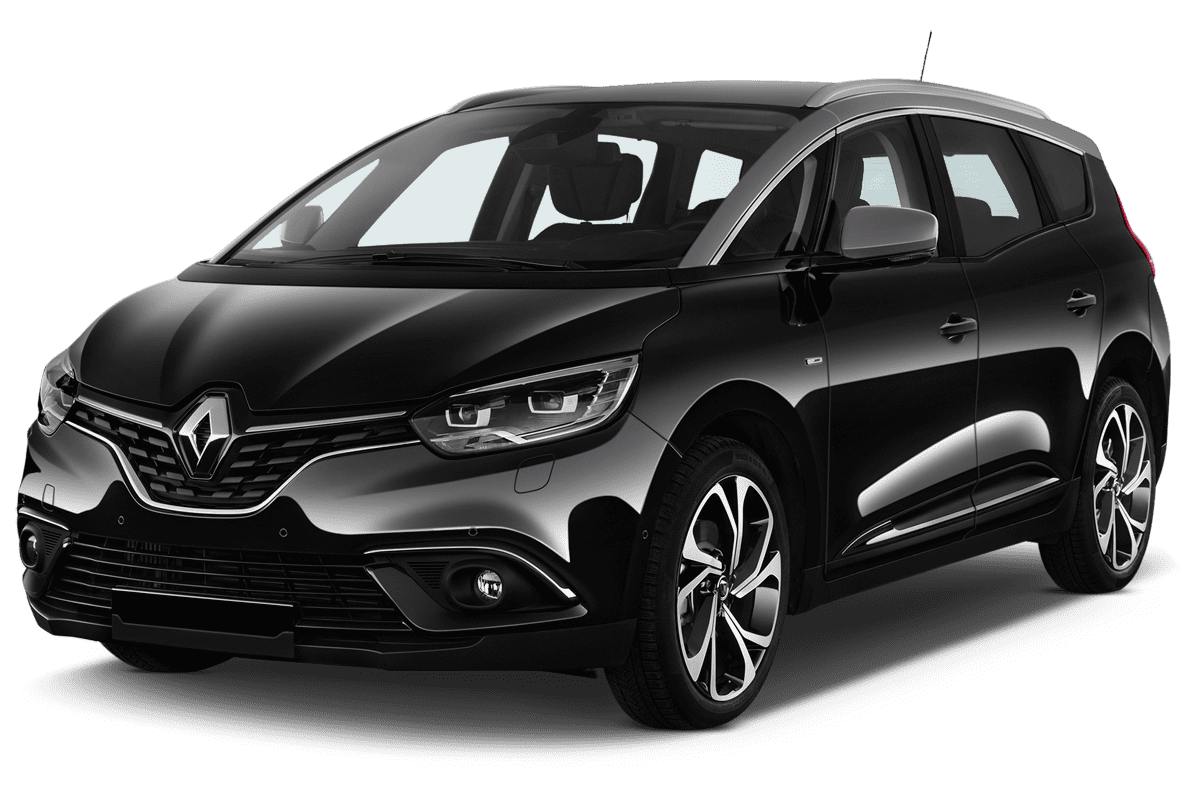 Schräge Frontansicht eines Renault Grand Scenic Black Edition , freigestellt