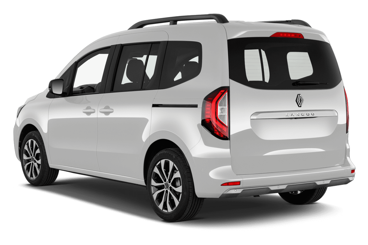 Schräge Heckansicht eines Renault Kangoo, freigestellt
