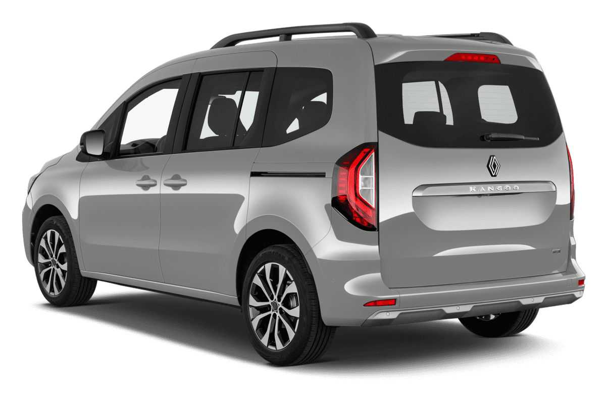 Schräge Heckansicht eines Renault Kangoo E-Tech, freigestellt