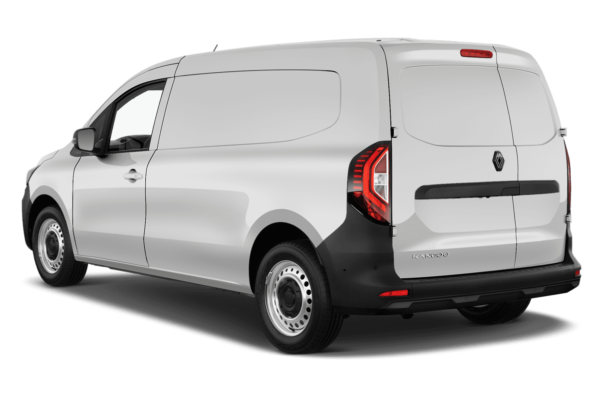 Schräge Heckansicht eines Renault Kangoo Rapid, freigestellt