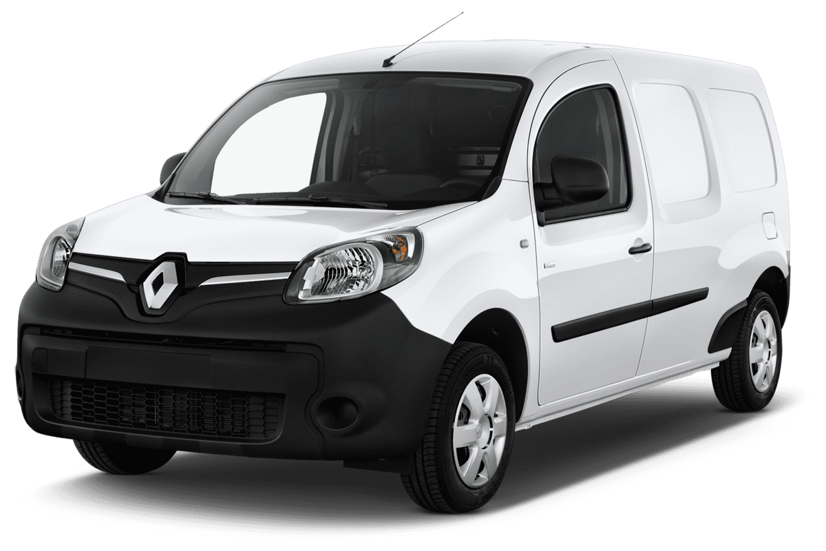 Schräge Frontansicht eines Renault Kangoo Z.E., freigestellt