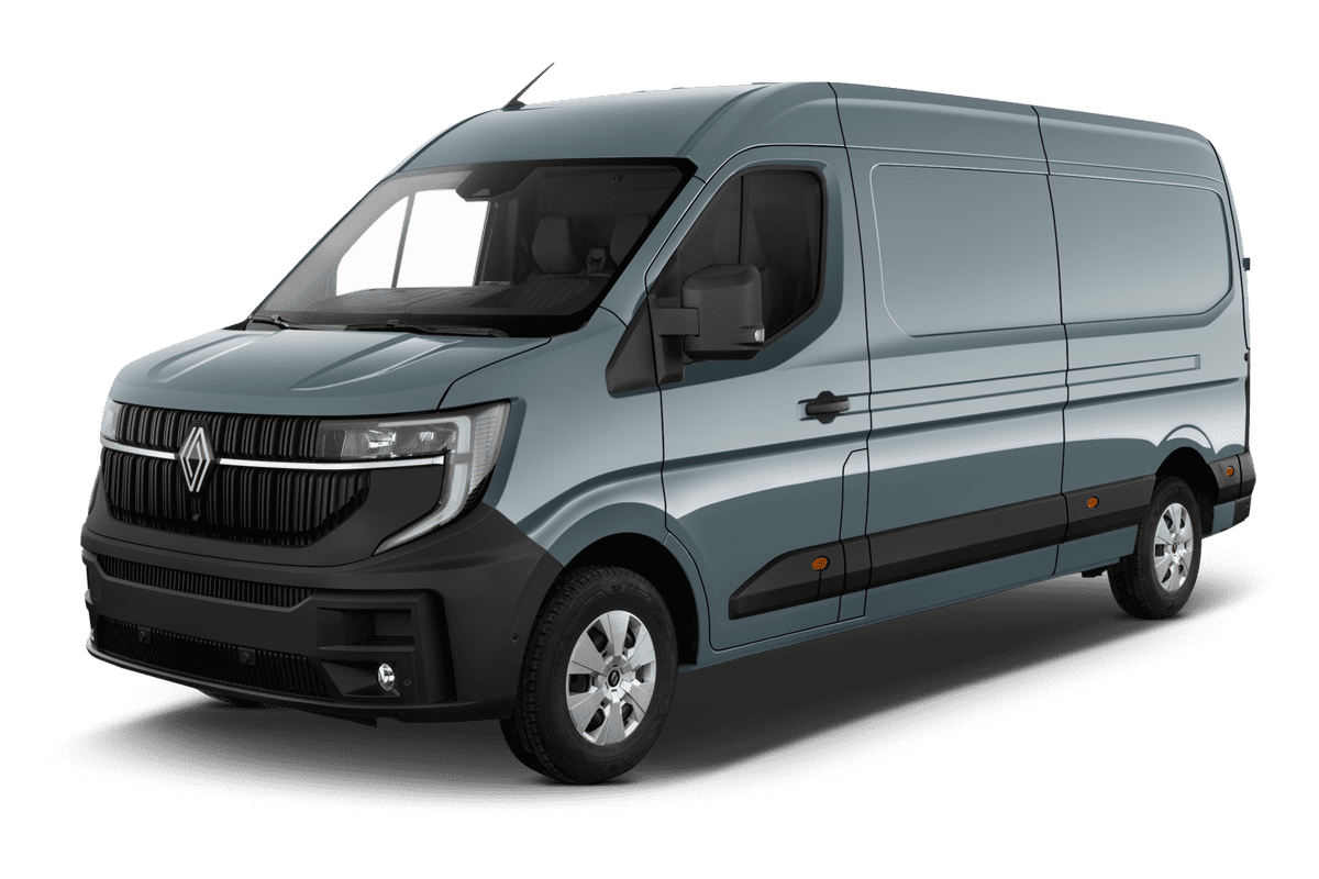 Schräge Frontansicht eines Renault Master Normal Kastenwagen, freigestellt