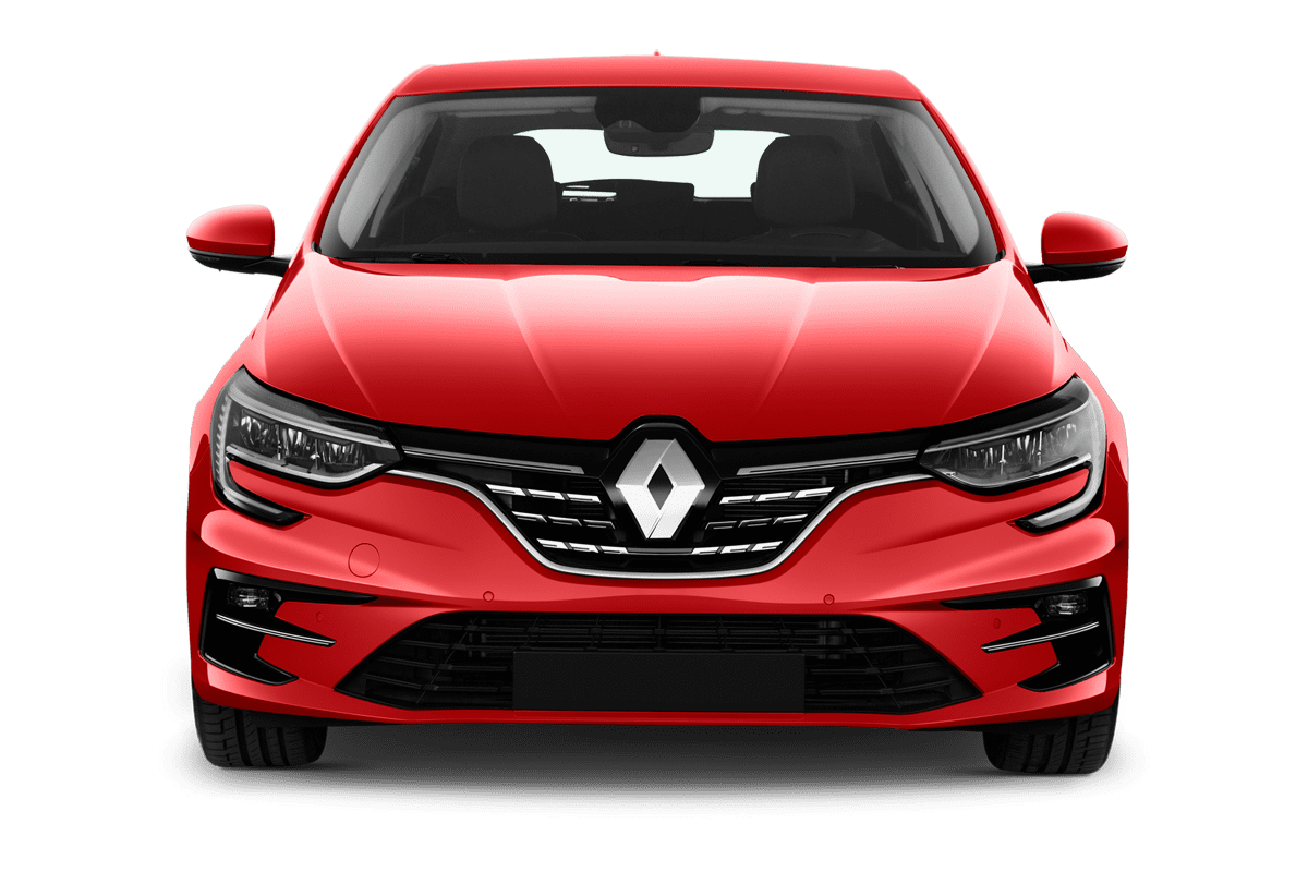 Frontansicht eines Renault Megane 5-türig, freigestellt