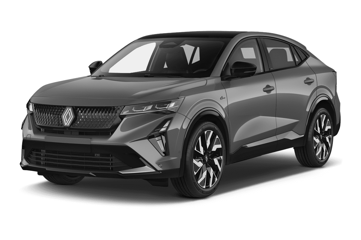 Schräge Frontansicht eines Renault Rafale Hybrid , freigestellt