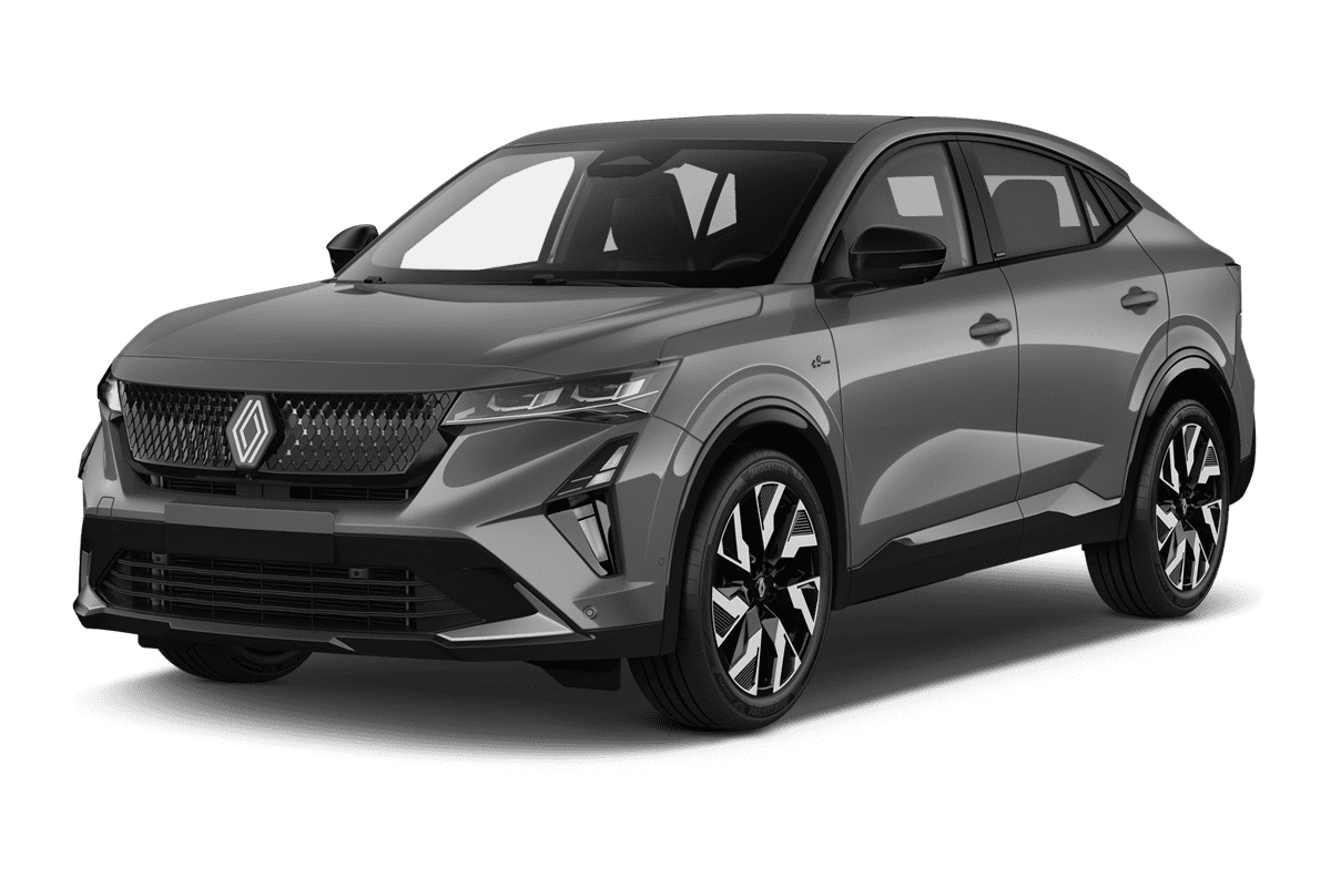 Schräge Frontansicht eines Renault Rafale Hybrid , freigestellt