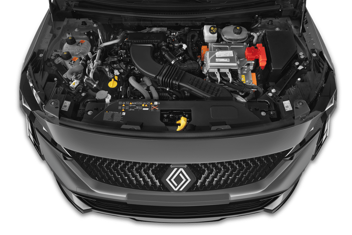 Motorraum eines Renault Rafale Hybrid 