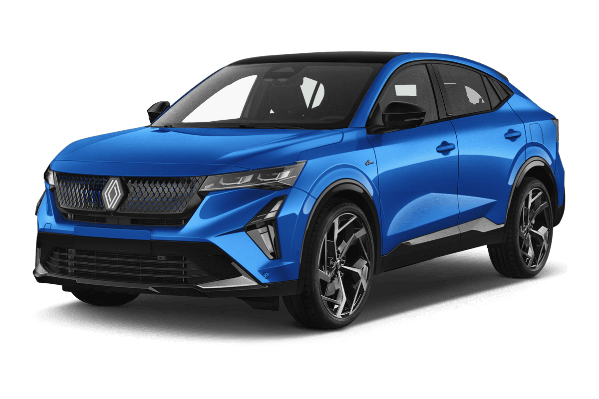 Schräge Frontansicht eines Renault Rafale Plug-in-Hybrid, freigestellt