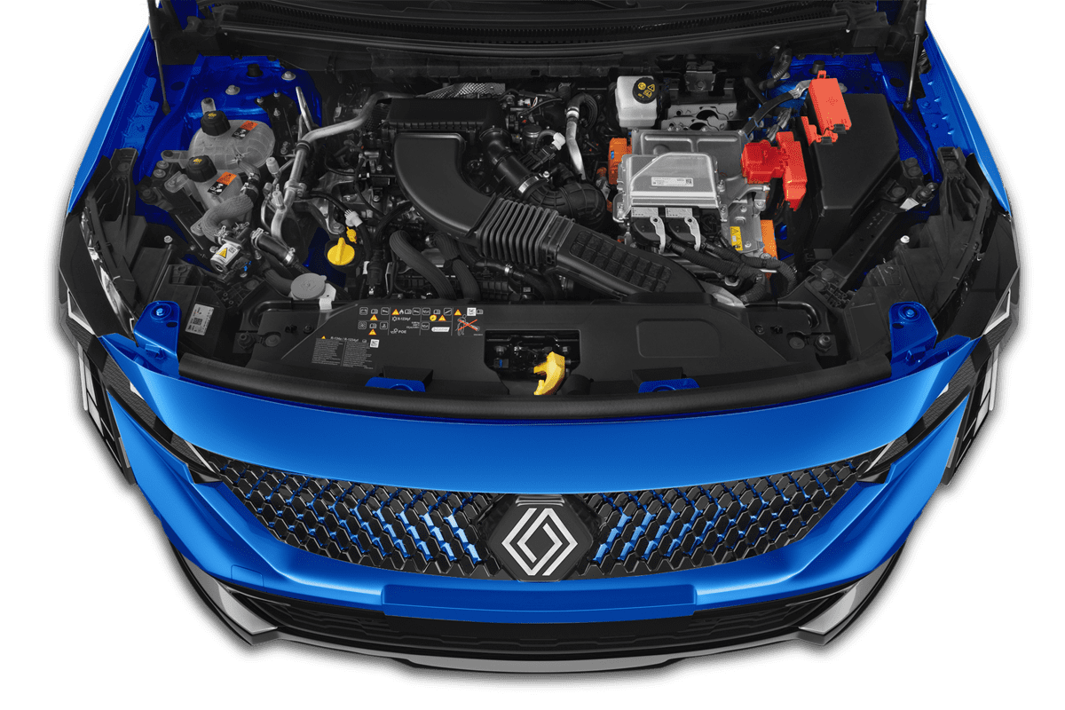 Motorraum eines Renault Rafale Plug-in-Hybrid