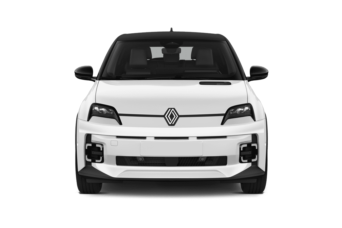 Frontansicht eines Renault R5 E-Tech, freigestellt