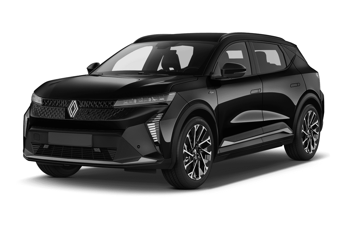 Schräge Frontansicht eines Renault Scenic E-TECH, freigestellt