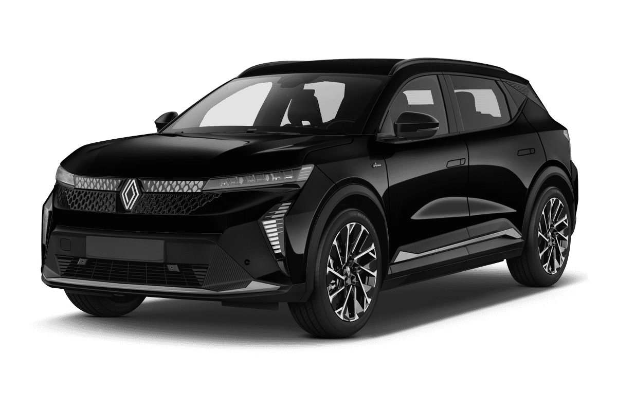 Schräge Frontansicht eines Renault Scenic E-TECH, freigestellt