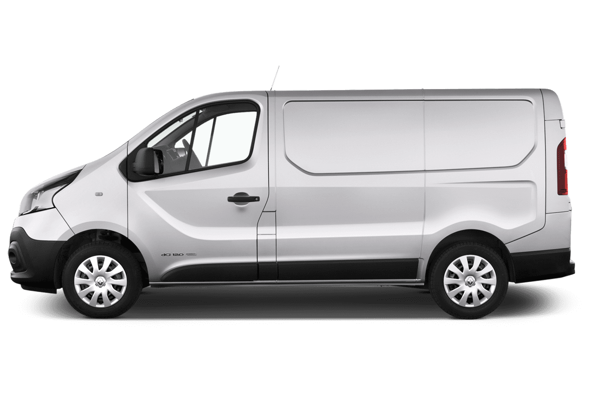Seitenansicht eines Renault Trafic Doppelkabine Kastenwagen 